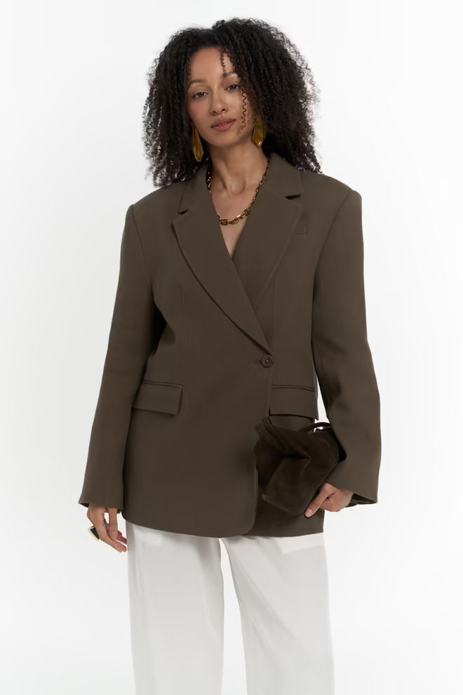 The browngreen cotton blazer